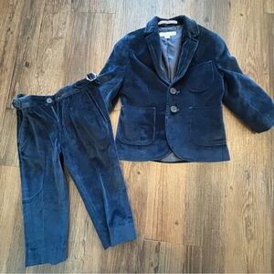Kids Stell/Mccartney Navy Blue Velvet Jacket & Pants Set Size 2